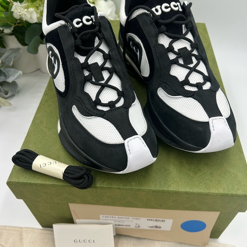 Mens Gucci GG run sneakers black suede size 9.5 made in Italy - Picture 3 of 11